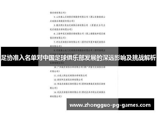 足协准入名单对中国足球俱乐部发展的深远影响及挑战解析